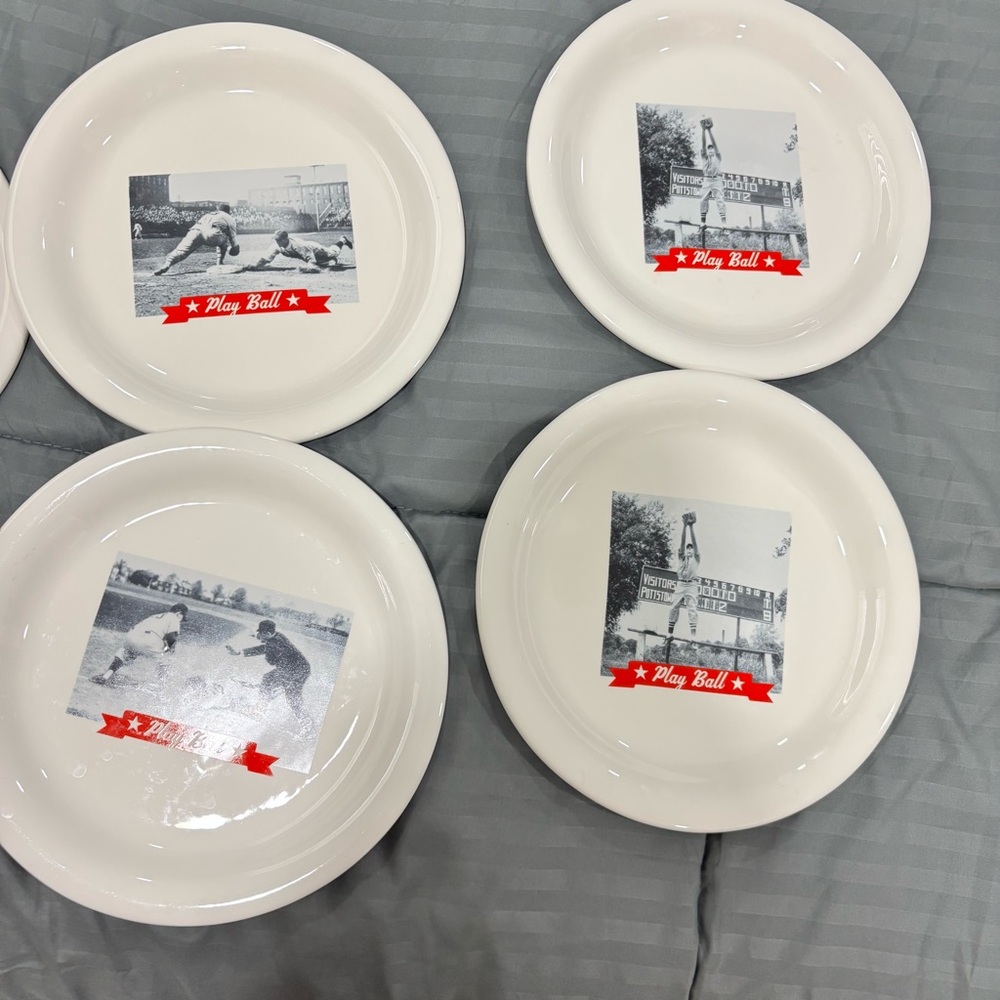 Pottery Barn Play Ball White Ceramic‎ Plates Set
